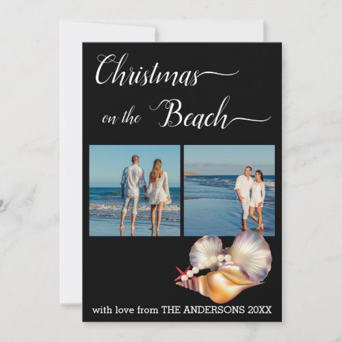 Christmas on the Beach Seashells Photo Collage Holiday Card