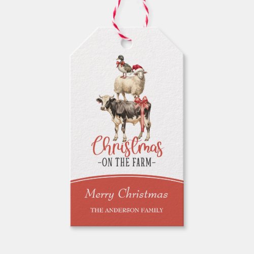 Christmas on the Farm Barnyard Animal Gift Tags