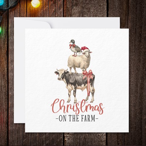 Christmas on the Farm Barnyard Animal Holiday Card