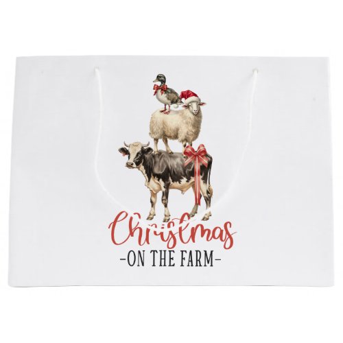 Christmas on the Farm Barnyard Animal Large Gift Bag