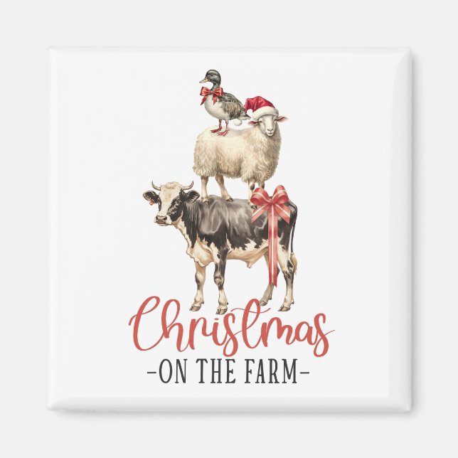 Christmas on the Farm Barnyard Animal Magnet (Front)