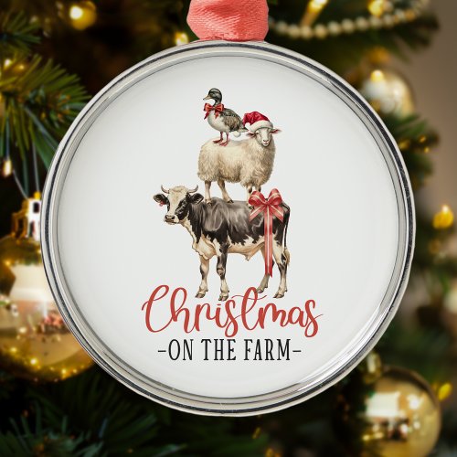Christmas on the Farm Barnyard Animal Metal Ornament