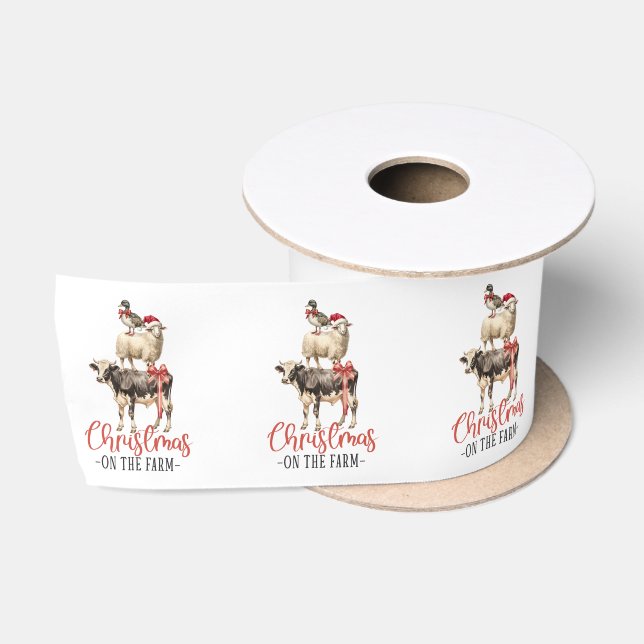 Christmas on the Farm Barnyard Animal Satin Ribbon (Spool)