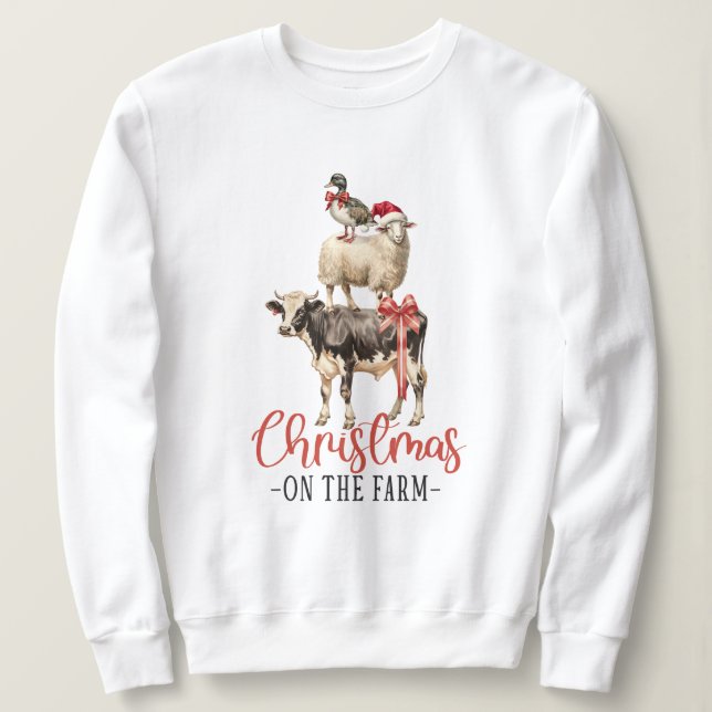 Christmas on the Farm Barnyard Animal Sweatshirt (Design Front)