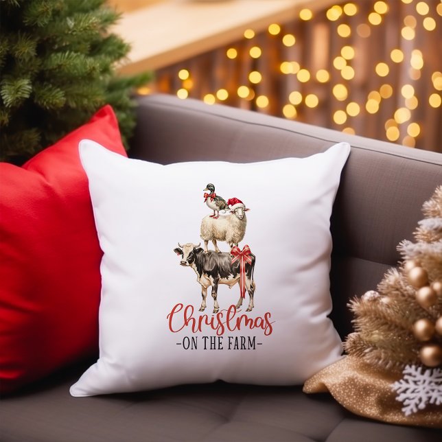Christmas on the Farm Barnyard Animal Throw Pillow (Creator Uploaded)