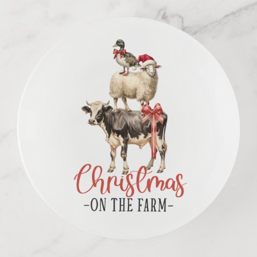 Christmas on the Farm Barnyard Animal Trinket Tray