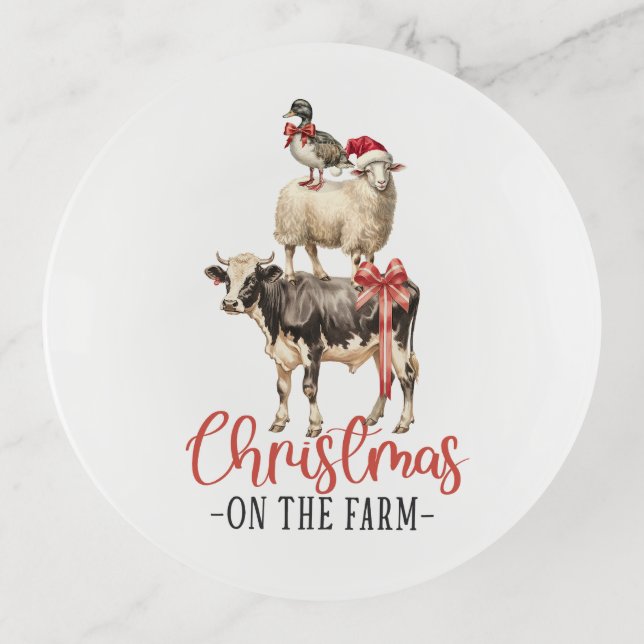 Christmas on the Farm Barnyard Animal Trinket Tray (Front)
