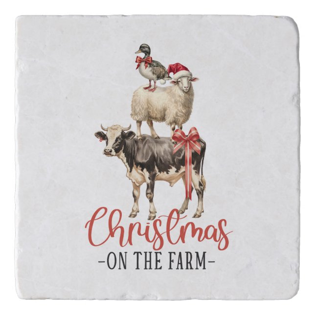 Christmas on the Farm Barnyard Animal Trivet (Front)