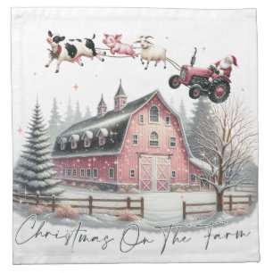 Christmas on the Farm,Merry Christmas Cloth Napkin