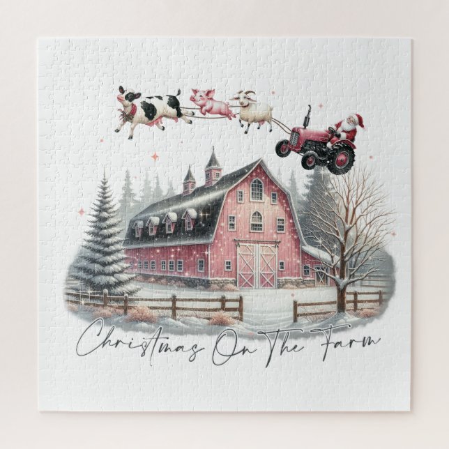 Christmas on the Farm,Merry Christmas Jigsaw Puzzle (Vertical)