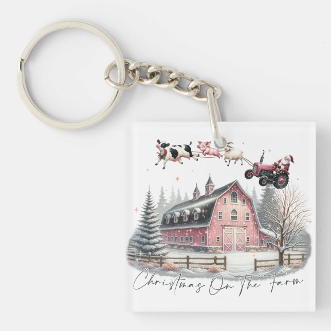 Christmas on the Farm,Merry Christmas Keychain (Front)