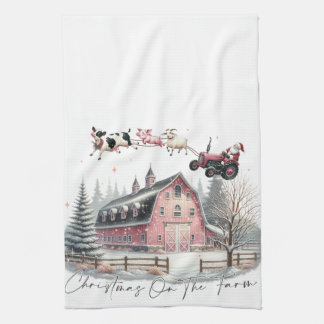 Christmas on the Farm,Merry Christmas Kitchen Towel