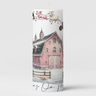 Christmas on the Farm,Merry Christmas Pillar Candle