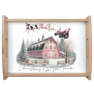 Christmas on the Farm,Merry Christmas Serving Tray