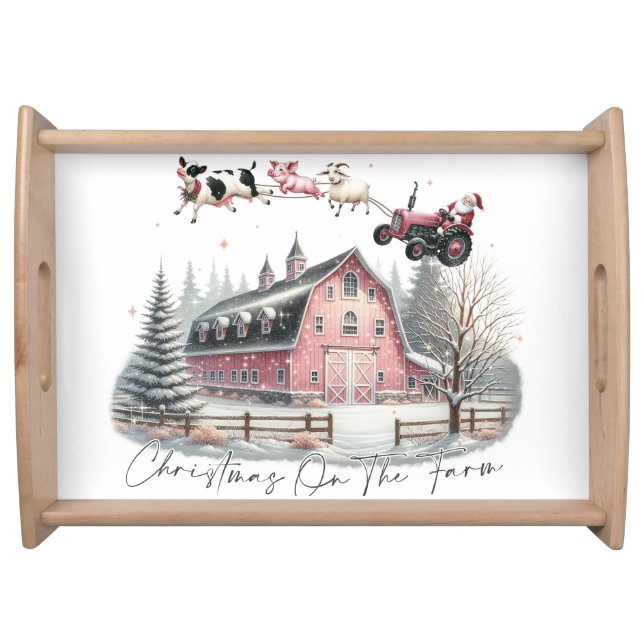 Christmas on the Farm,Merry Christmas Serving Tray (Front)