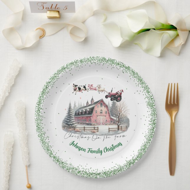 Christmas On The Farm Paper Plates (Wedding)
