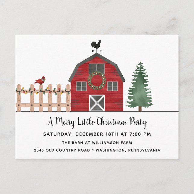 Christmas on the Farm Rustic Holiday Party Invite  (Front)