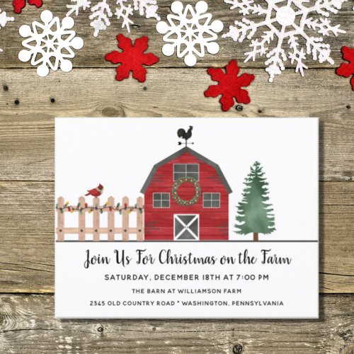 Christmas on the Farm Rustic Holiday Party Invite 