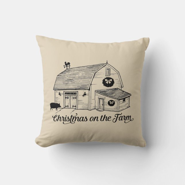 Christmas on the Farm Throw Pillow (Front)