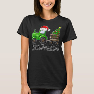 Christmas On The Farm Tractor Santa Farmer Christm T-Shirt