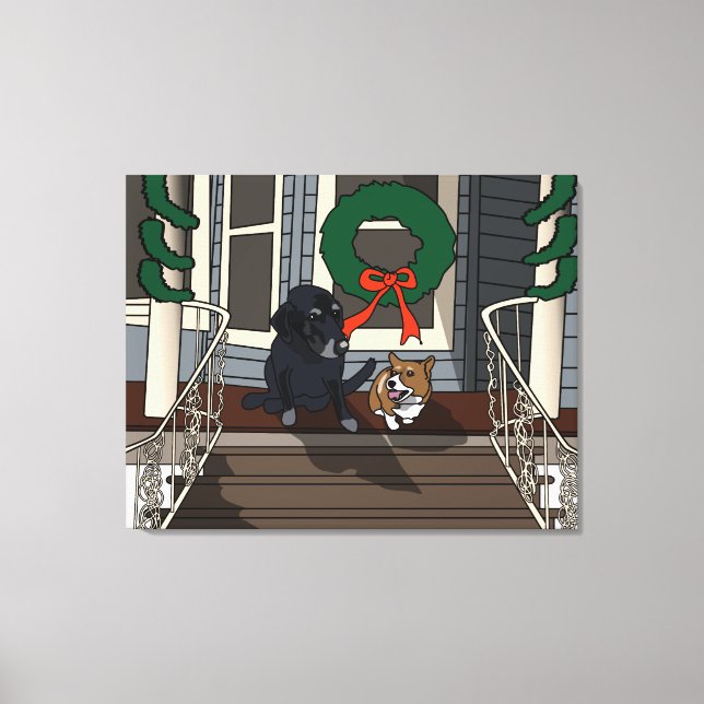 Christmas on the Front Porch, wrapped canvas Print (Front)