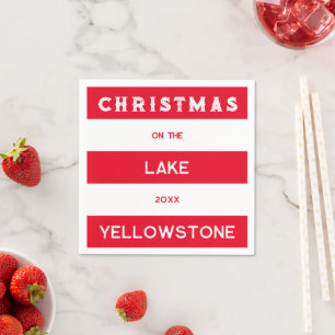 Christmas On The Lake Red Nautical Stripe Napkins