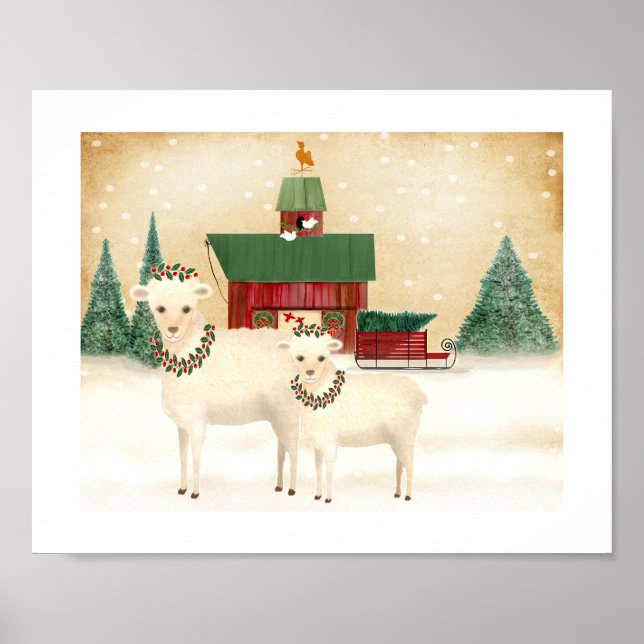 Christmas on the Sheep Farm add your own text Poster (Front)