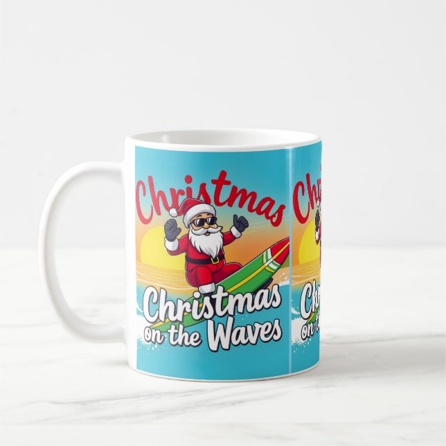 Christmas on the Waves Santa  Coffee Mug (Left)
