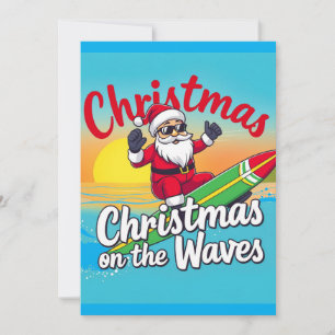 Christmas on the Waves Santa Design Invitation