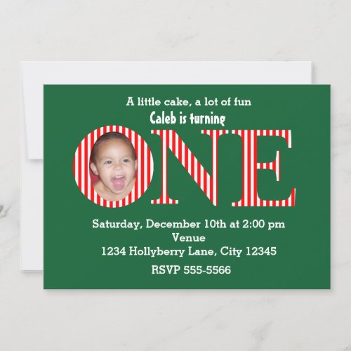 Christmas One 1st First Birthday Party Invitation