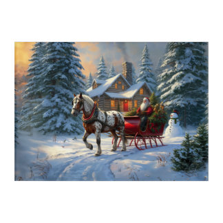 Christmas One-horse Sleigh Santa Acrylic Print