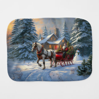 Christmas One-horse Sleigh Santa Baby Burp Cloth