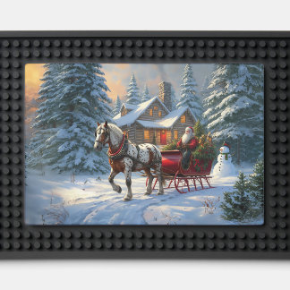 Christmas One-horse Sleigh Santa Bar Mat