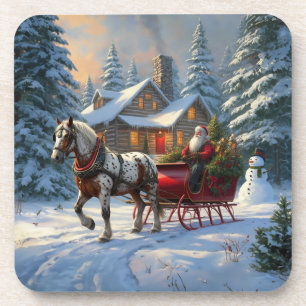 Christmas One-horse Sleigh Santa Beverage Coaster