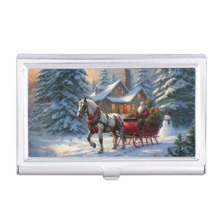Christmas One-horse Sleigh Santa Business Card Case