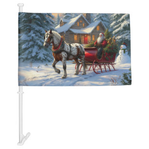 Christmas One-horse Sleigh Santa Car Flag
