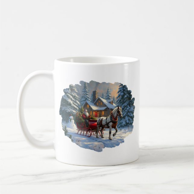 Christmas One-horse Sleigh Santa Coffee Mug (Left)