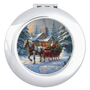 Christmas One-horse Sleigh Santa Compact Mirror