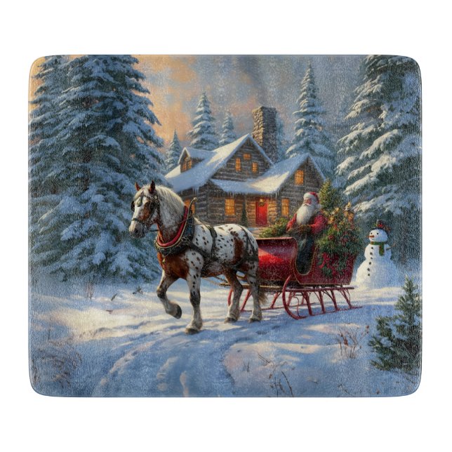 Christmas One-horse Sleigh Santa Cutting Board (Front)