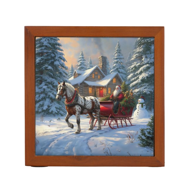 Christmas One-horse Sleigh Santa Desk Organizer (Front)
