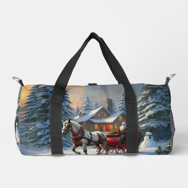 Christmas One-horse Sleigh Santa Duffle Bag (Front)
