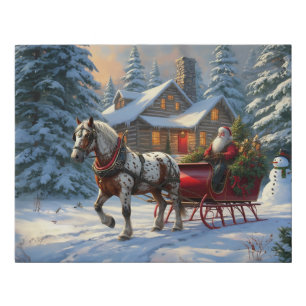 Christmas One-horse Sleigh Santa Faux Canvas Print