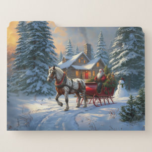 Christmas One-horse Sleigh Santa File Folder