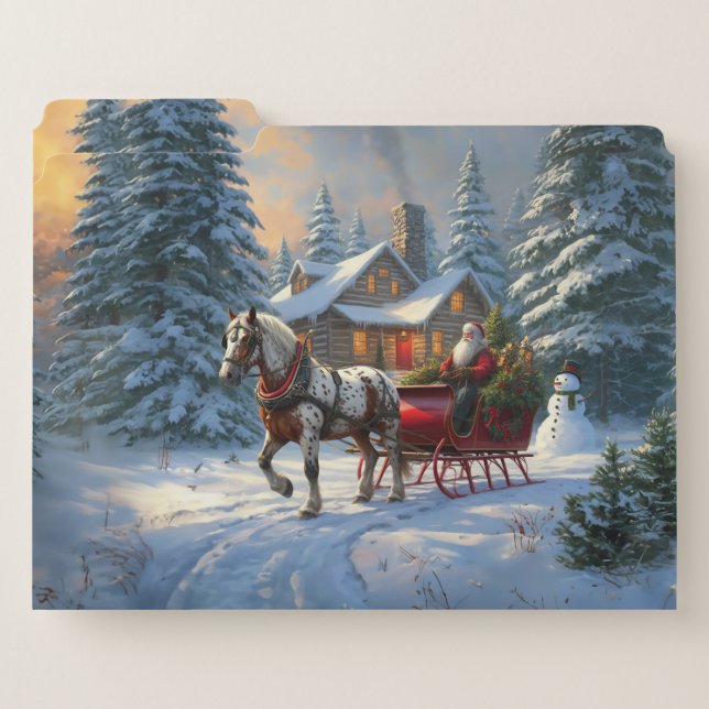 Christmas One-horse Sleigh Santa File Folder (Front Left)
