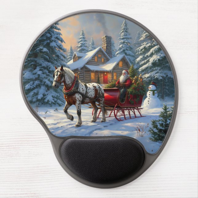 Christmas One-horse Sleigh Santa Gel Mouse Pad (Front)