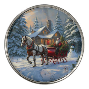 Christmas One-horse Sleigh Santa Golf Ball Marker