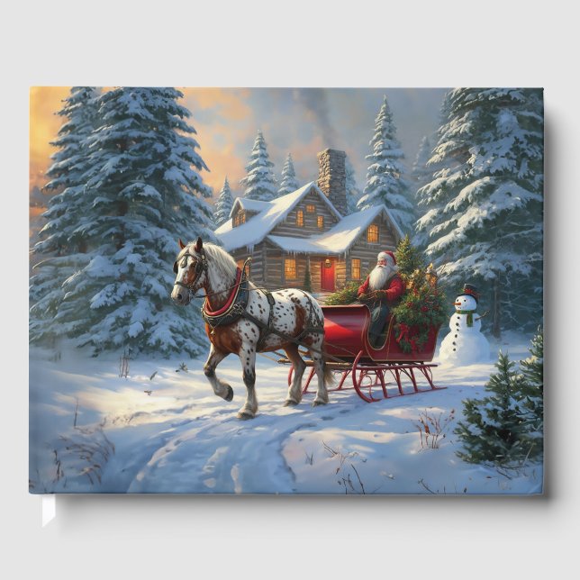 Christmas One-horse Sleigh Santa Guest Book (Front)
