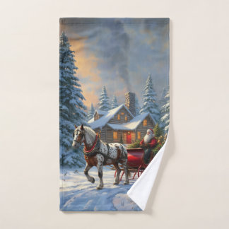 Christmas One-horse Sleigh Santa Hand Towel