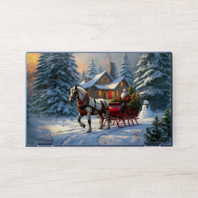 Christmas One-horse Sleigh Santa HP Laptop Skin (Front)