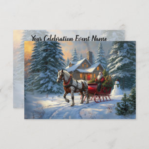 Christmas One-horse Sleigh Santa Invitation